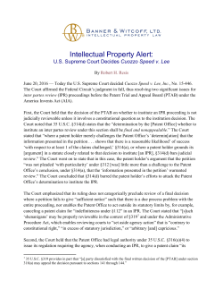 US Supreme Court Decides Cuozzo Speed v. Lee