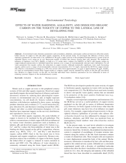 Effects of water hardness, alkalinity, and dissolved organic carbon