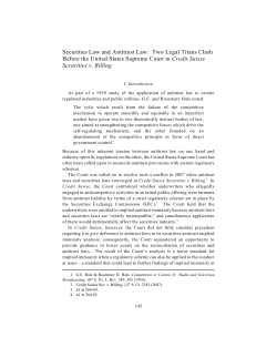 Securities Law and Antitrust Law: Two Legal Titans Clash Before the