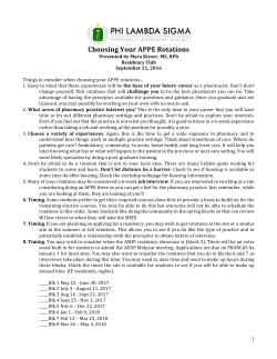 Choosing Your APPE Rotations