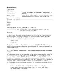 This BAREBOAT CHARTER AGREEMENT, is made as of by and