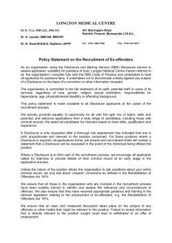 Policy Statement on the Recruitment of Ex-offenders