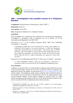 280 &ndash; Investigation into possible misuse of a Telephone Number.
