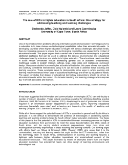 The role of ICTs in higher education in South Africa: One strategy for