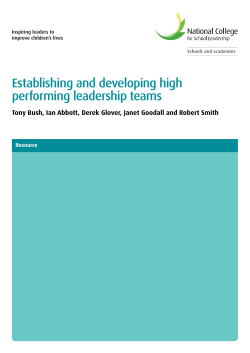 Establishing and developing high performing leadership teams