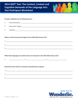 2014 GED&reg; Test: The Content, Context and Cognitive Demands of