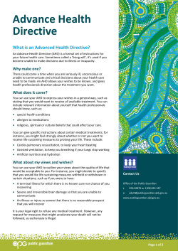 Advance Health Directive - Office of the Public Guardian