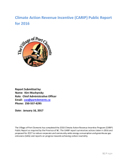 2016 Carbon Tax Report - Village of Port Clements