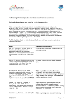 The importance of Support and Supervision