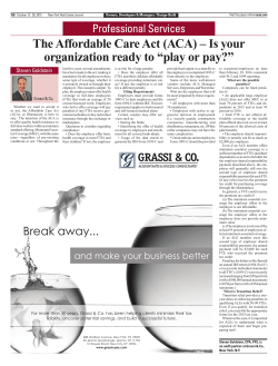 The Affordable Care Act (ACA) &ndash; Is your organization ready to &ldquo;play