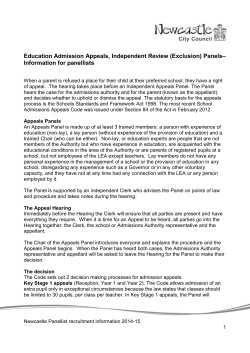 Education Admission Appeals, Independent Review (Exclusion