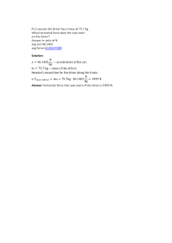 Pt.2 assume the driver has a mass of 75.7 kg . What horizontal force