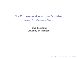 SI 425: Introduction to User Modeling