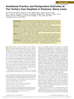 Anesthesia Practice and Perioperative Outcomes at Two Tertiary