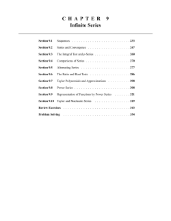 CHAPTER 9 Infinite Series