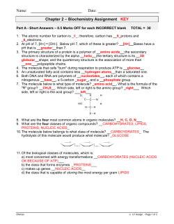 Biology 12 - Biologically Important Molecules