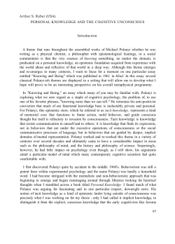 Personal Knowledge and the Cognitive Unconscious