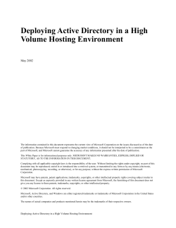 Deploying Active Directory in a High Volume Hosting