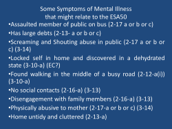 Some Symptoms of Mental Illness that might relate to the ESA50