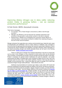 Improving dietary nitrogen use in dairy cattle: reducing protein intake