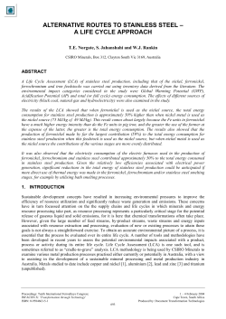 Alternative Routes to Stainless Steel &ndash; A Life Cycle