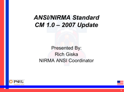 ANSI/NIRMA CM 1.0 Revision - Configuration Management
