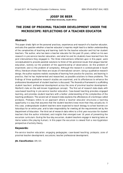 josef de beer the zone of proximal teacher development under the