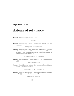Axioms of set theory - WVU Math Department