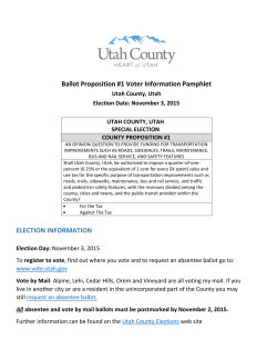 Ballot Proposition #1 Voter Information Pamphlet ELECTION