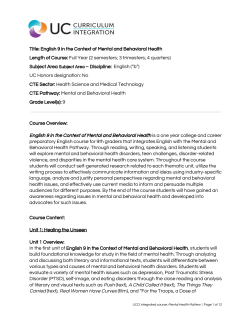 English 9 in the Context of Mental and Behavioral Health