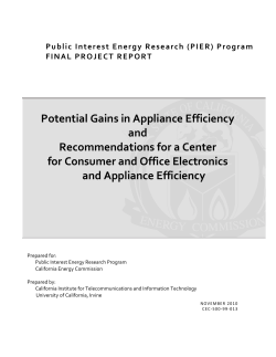 Potential Gains in Appliance Efficiency and Recommendations for a