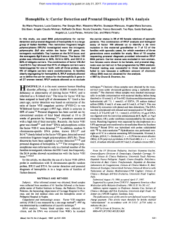 Hemophilia A: Carrier Detection and Prenatal
