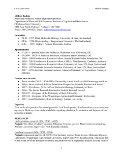 Million Tadege Associate Professor, Plant Functional Genomics