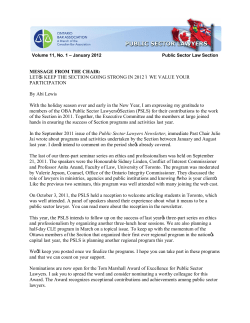 MESSAGE FROM THE CHAIR: LET`S KEEP THE SECTION GOING