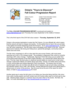 Fall Colour Progression Report - Ontario Tourism Marketing