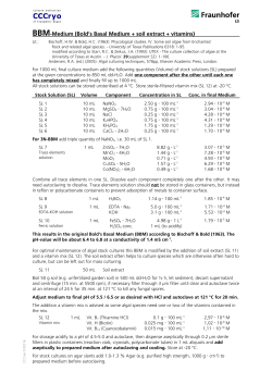BBM-Medium (Bold`s Basal Medium + soil extract + vitamins)