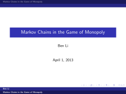 Markov Chains in the Game of Monopoly