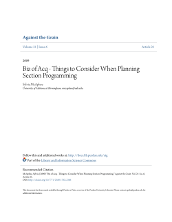 Biz of Acq - Things to Consider When Planning Section Programming