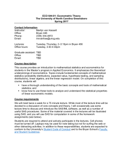 ECO 644-01: Econometric Theory The University of North Carolina