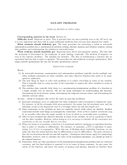 MAX-MIN PROBLEMS Corresponding material in the book: Section