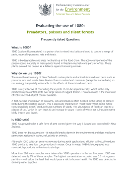 Evaluating the use of 1080: Preadators, poisons and silent forests