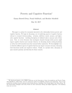 Poverty and Cognitive Function - National Bureau of Economic