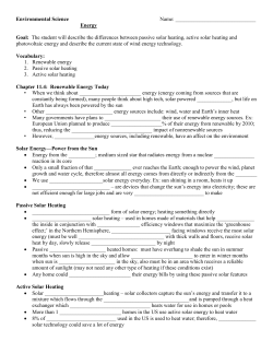 Environmental Science Name: Energy Goal: The student will