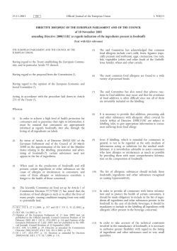 Directive 2003/89/EC - The Food Safety Authority of Ireland