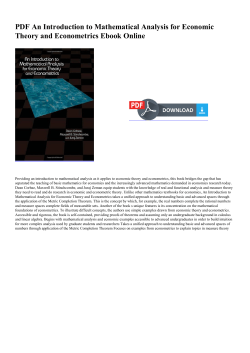 PDF An Introduction to Mathematical Analysis for Economic Theory