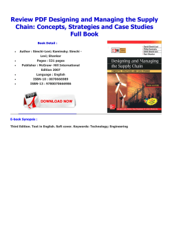 Review PDF Designing and Managing the Supply