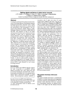 Splicing signals and factors in plant intron removal