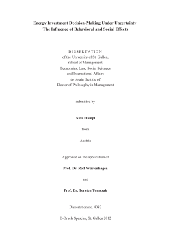 Energy Investment Decision-Making Under Uncertainty: The