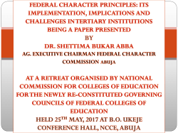 federal character principles: its implementation, implications and