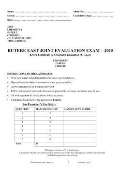 BUTERE EAST JOINT EVALUATION EXAM &ndash; 2015